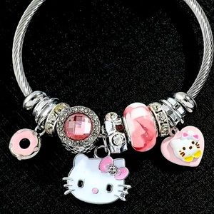 Adorable Hello Kitty Charm Bangle Bracelet